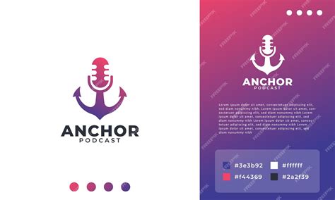 Premium Vector | Simple anchor podcast logo design template element