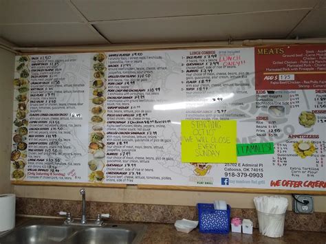 Menu at Izzys Mexican Flat Grill restaurant, Catoosa