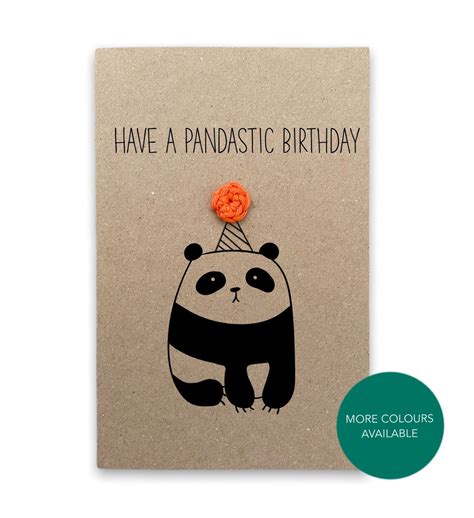 Funny Panda Birthday Card Pun Card Happy Panda Birthday Funny Pun Card ...