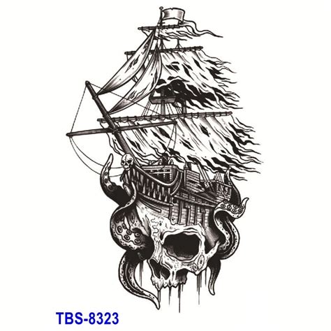 Ghost Pirate Ship Tattoo Drawing