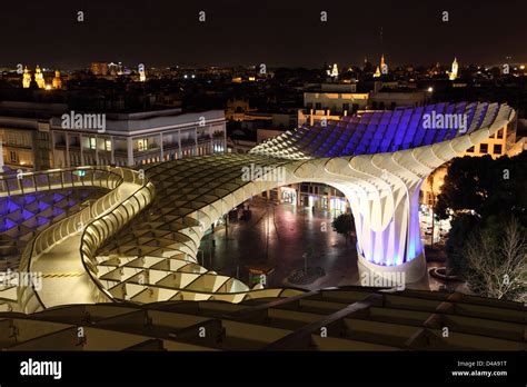 Metropol Parasol illuminated at night. Seville, Spain Stock Photo - Alamy