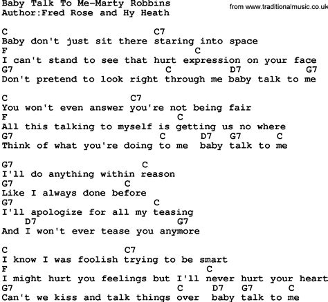 Country Music:Baby Talk To Me-Marty Robbins Lyrics and Chords