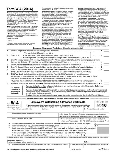 W4 form 2016: Fill out & sign online | DocHub