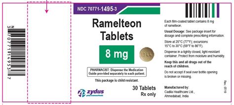 Ramelteon (Zydus Lifesciences Limited): FDA Package Insert