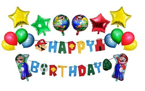 Buy RORARO Mario Birthday Party Pack-Banner-Balloons Super Mario Bros ...