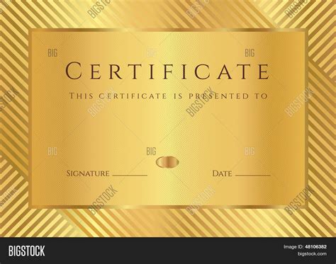 Gold Certificate / Diploma Vector & Photo | Bigstock