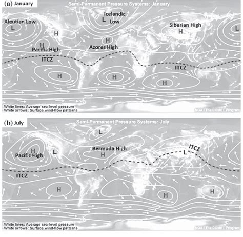 13 Seasonal variations of surface wind patterns. Can you guess where ...