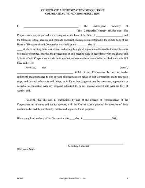 37 Printable Corporate Resolution Forms ᐅ TemplateLab