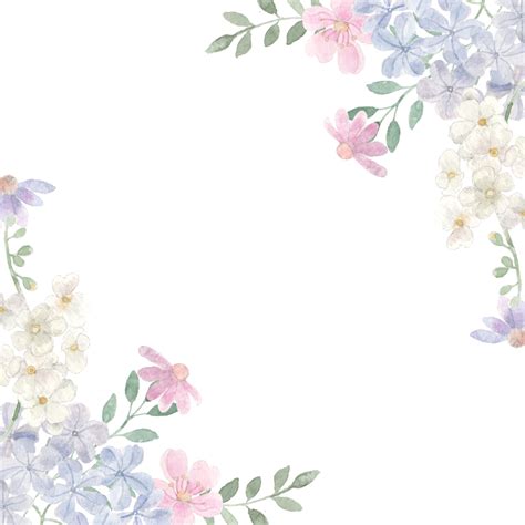 Purple Watercolor Flower PNG Picture, White And Purple Watercolor Flower Border, Watercolor ...