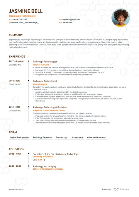 5 Radiologic Technologist Resume Examples & Guide for 2024