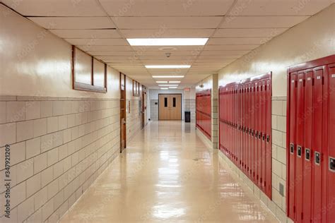 Empty School Hallway Stock Photo | Adobe Stock