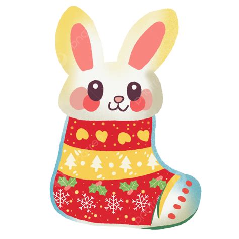 Rabbit In Sock Cute Christmas, Christmas, Rabbit, Sock PNG Transparent Clipart Image and PSD ...