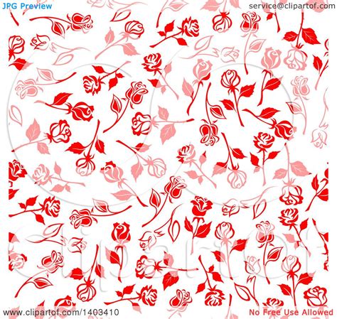 Clipart of a Seamless Background Pattern of Red Roses - Royalty Free Vector Illustration by ...