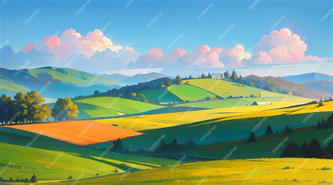 Premium AI Image | countryside landscape anime style