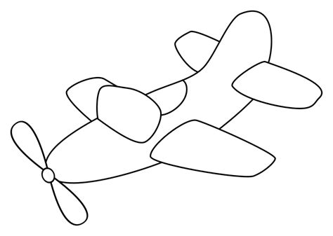 Airplane with propeller - outline - Openclipart