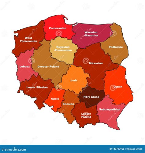 Simplified Map of Poland with Voivodeships Isolated Stock Vector ...