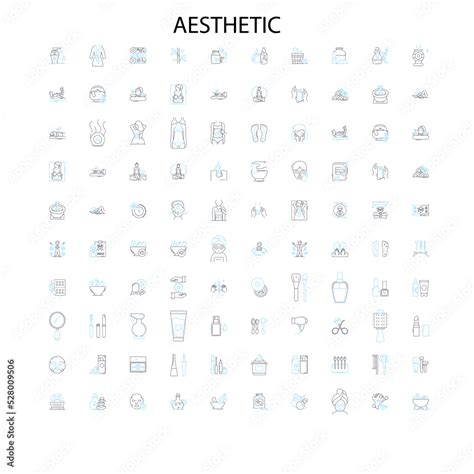 aesthetic icons, signs, outline symbols, concept linear illustration ...