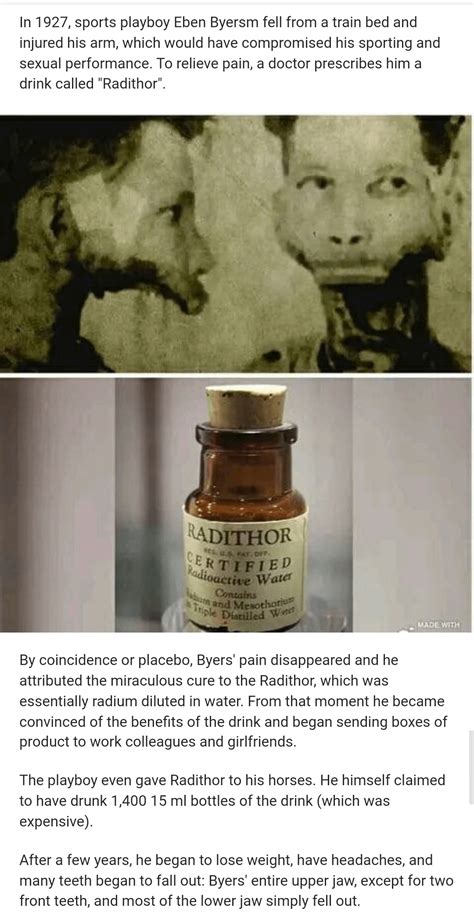 Historical facepalm. Radithor: radium diluted in water : r/facepalm