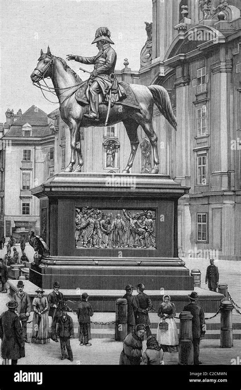 Radetzky monument in Vienna, Austria, historical illustration circa ...