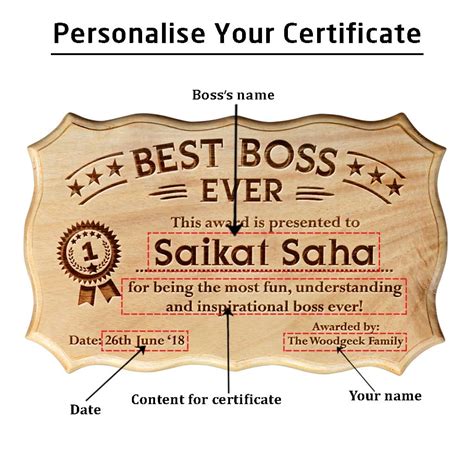 Personalized Best Boss Ever Award Certificate | Unique Gifts for Boss