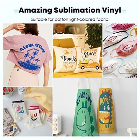 HTVRONT Clear HTV Vinyl for Sublimation - 12" X 8FT Matte Sublimation Vinyl for Cotton Fabric ...