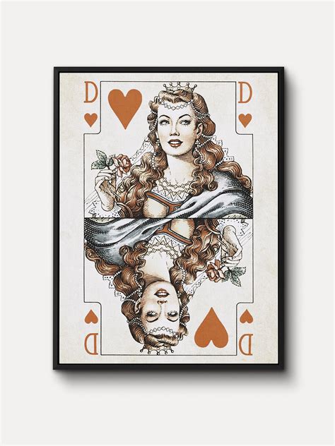 Queen of Hearts WALL ART Playing Cards Art Print Vintage - Etsy UK