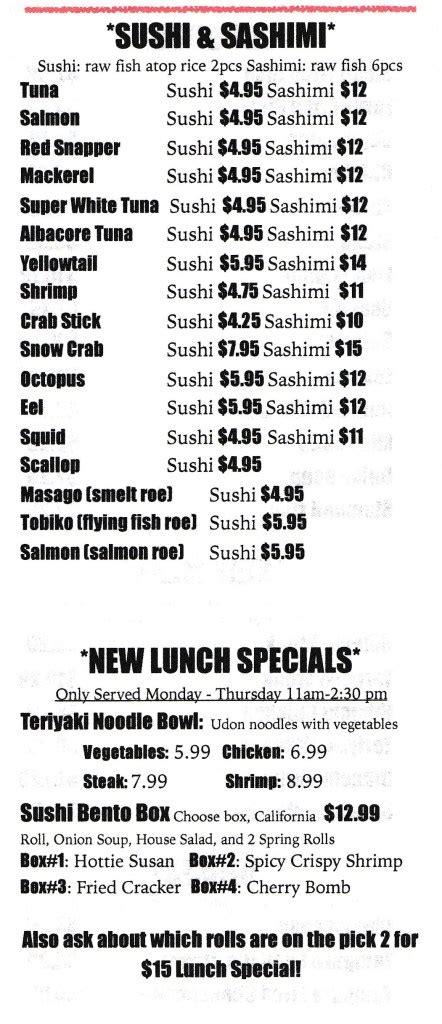 Ohana Japanese Steakhouse Menu - Lubbock Menu