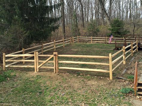 3 rail hemlock split rail fence with locust posts and vinyl coated weld ...