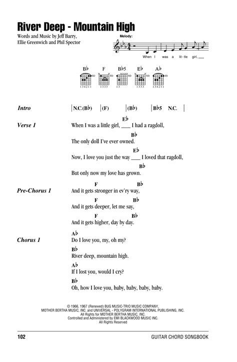 River Deep, Mountain High by Ike & Tina Turner Sheet Music for Guitar Chords/Lyrics at Sheet ...