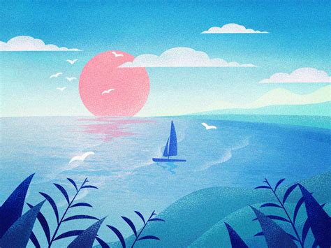 Sea view | Sea illustration, Landscape illustration, Illustration art