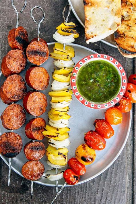 Grilled Chorizo Kebabs with Chimichurri - Camping Recipe by Fresh Off the Grid