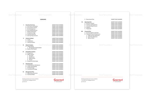 Restaurant Business Plan Outline Template in Word, Apple Pages