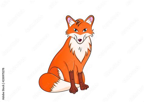 Happy vector fox. Illustration of cartoon animal. Beautiful fox for ...