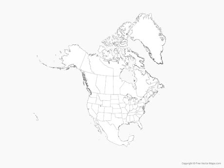 Printable Vector Map of North America with US States and Canadian ...