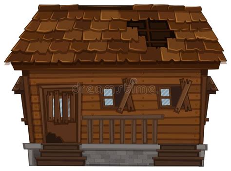 Wooden House in Poor Condition Stock Vector - Illustration of drawing ...