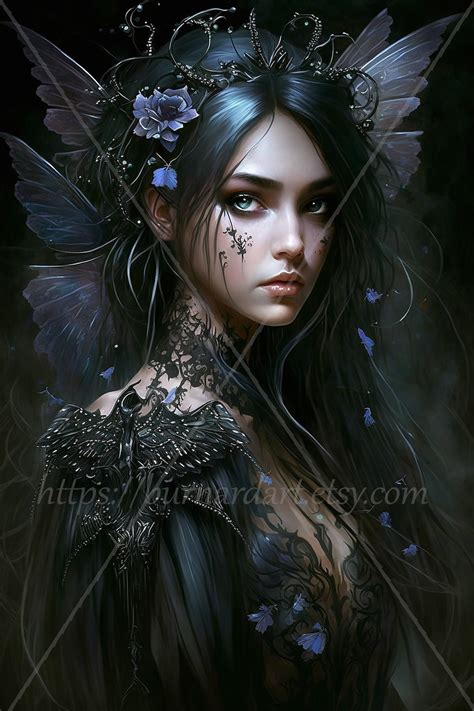 Dark Fairy Digital Download Gothic Fantasy AI Art Print Printable Image ...