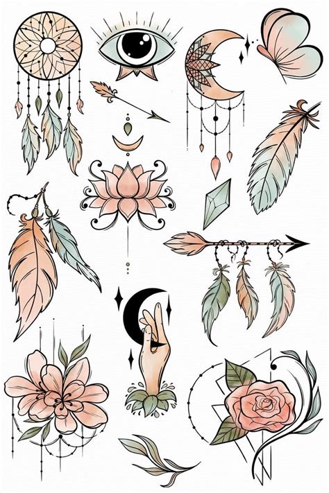 Boho Clipart Bohemian Flower Clipart Rustic Boho Clipart Png Mystical ...