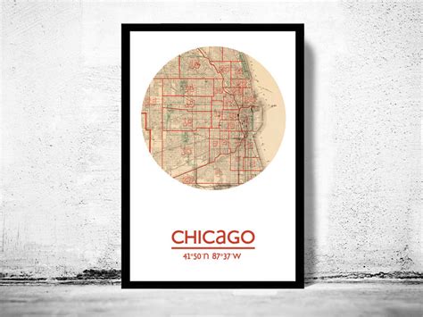 CHICAGO - city poster - city map poster print - VINTAGE MAPS AND PRINTS