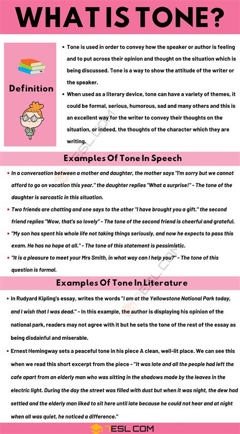 Tone: Definition and Useful Examples of Tone in Speech and Literature • 7ESL