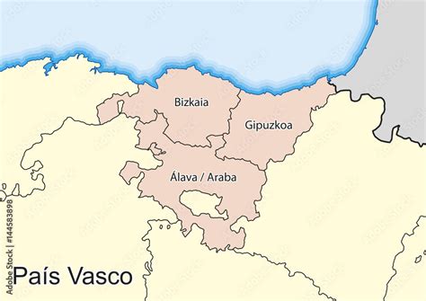 Vector map of the spanish autonomous community of Pais Vasco Stock ...