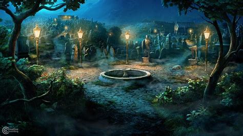 ArtStation - Night Graveyard, Creative Coworking | Fantasy landscape ...