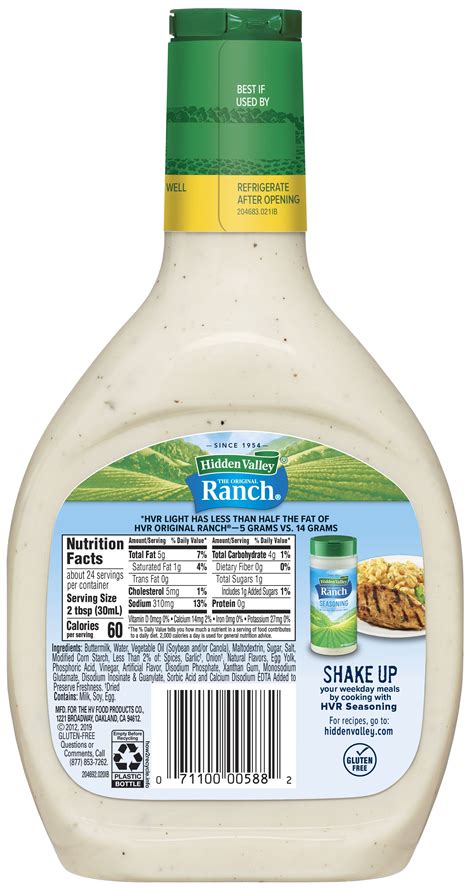 Hidden Valley Ranch Salad Dressing Nutrition Label | Besto Blog