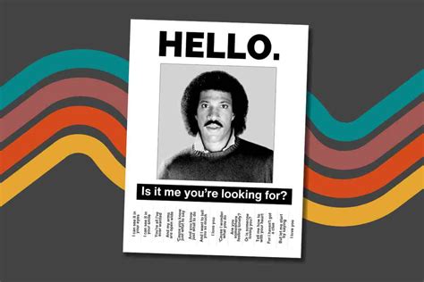 Hello Lionel Richie Poster And Memes You Are Looking For