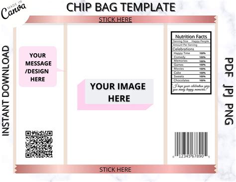 Chip Bag Template Chip Bag Editable Blank Chip Bag Chip - Etsy Australia