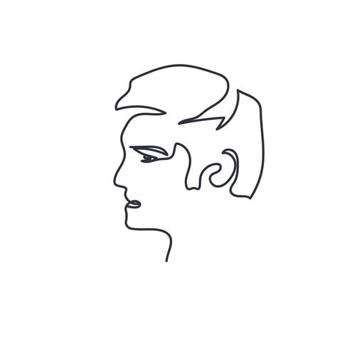 Outline of male face. Face in minimalistic style. Sketch. One line silhouette on white ...