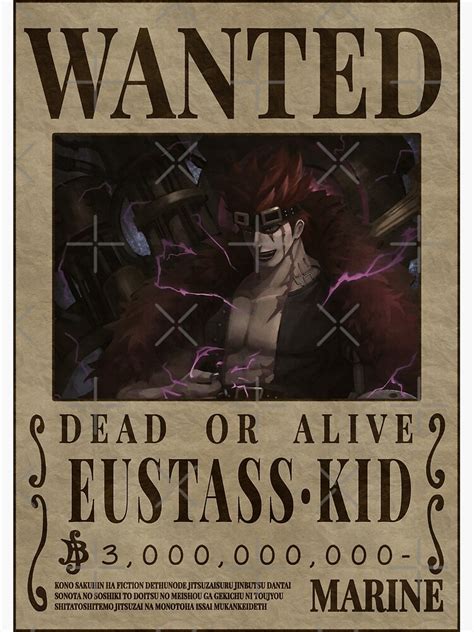 "One Piece Eustass "Captain" Kid Poster Wanted Poster" Poster for Sale ...