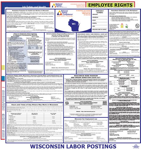 2024 Wisconsin (WI) State Labor Law Poster State, Federal, 55% OFF