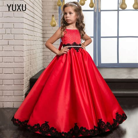 Red Girls Sleeveless lace Ball Gown Flower Girl Dress Christmas Tutu Flower Girl Dresses ...