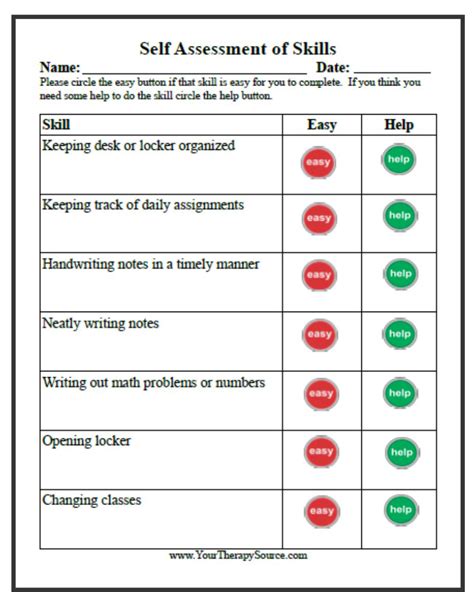 Self Assessment Form - Your Therapy Source