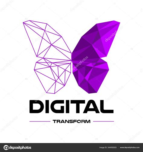 Digital transformation. Logo design. Polygonal color butterfly. vector ...